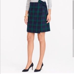 Jcrew black watch plaid wool wrap skirt -NEW